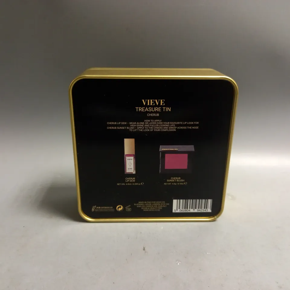 VIEVE TREASURE TIN CHERUB - LIP DEW AND SUNSET BLUSH