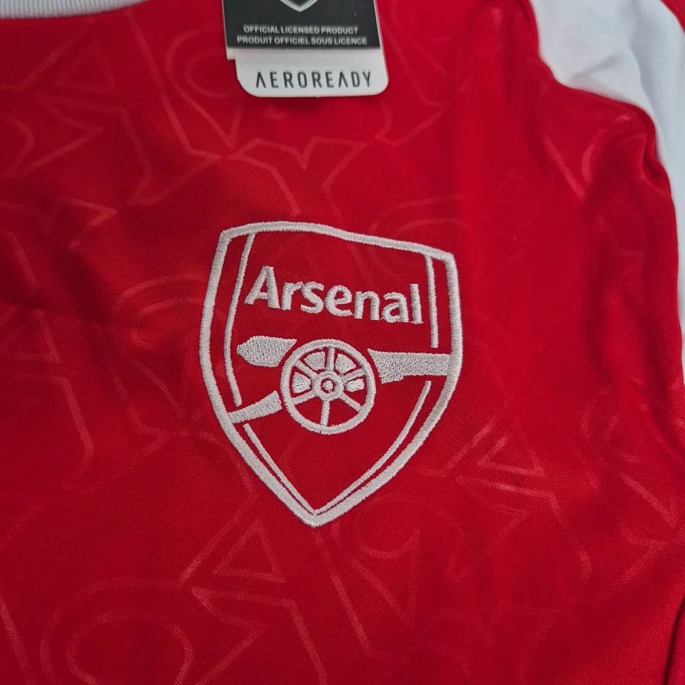 ARSENAL FC HOME SHIRT – RED, SIZE S (UK) WITH PREMIER LEAGUE SLEEVE PATCH