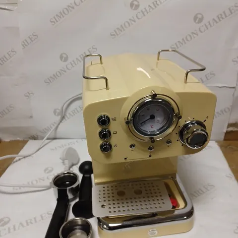 SWAN RETRO PUMP ESPRESSO COFFEE MACHINE - CREAM