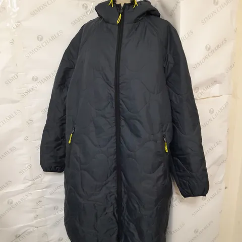 GOODMOVE LONGLINE QUILTED WATERPROOF COAT IN NAVY SIZE 16