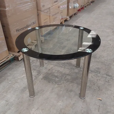 DESIGNER GLASS TOP ROUND DINING TABLE WITH CHROME METAL LEGS