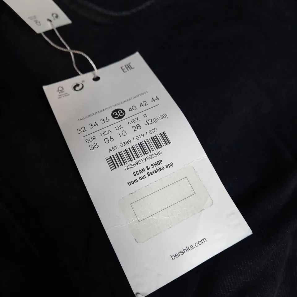 BERSHKA BLACK CARGO WIDE LEG TROUSERS - SIZE 10