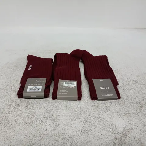 SET OF 3 MOSS RIBBED KNIT SOCKS SIZE 7 - 11