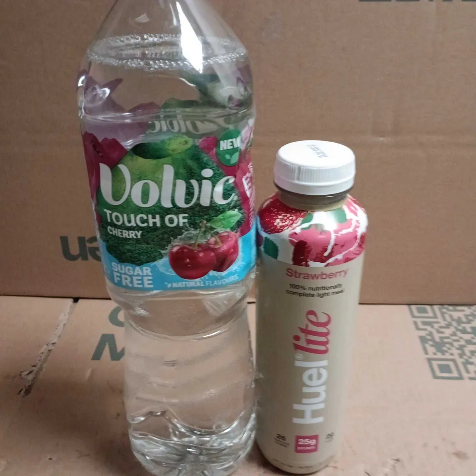APPROXIMATELY 7 ASSORTED DRINK PRODUCTS TO INCLUDE HUEL & VOLVIC 
