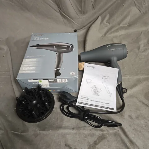 BOXED GEORGE HOME AC IONIC HAIR DRYER WITH DIFFUSER