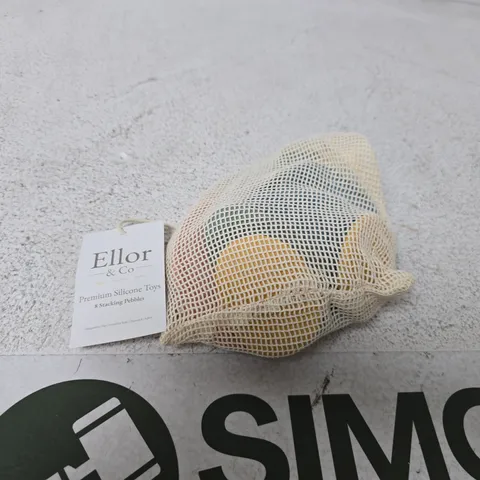 ELLOR & CO PREMIUM SILICONE STACKING PEBBLES – MESH BAG (8 PIECES)