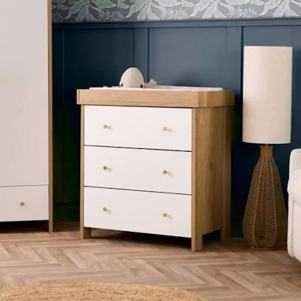 BOXED OBABY NIKA CHANGING UNIT - OAK & WHITE (2 BOXES)
