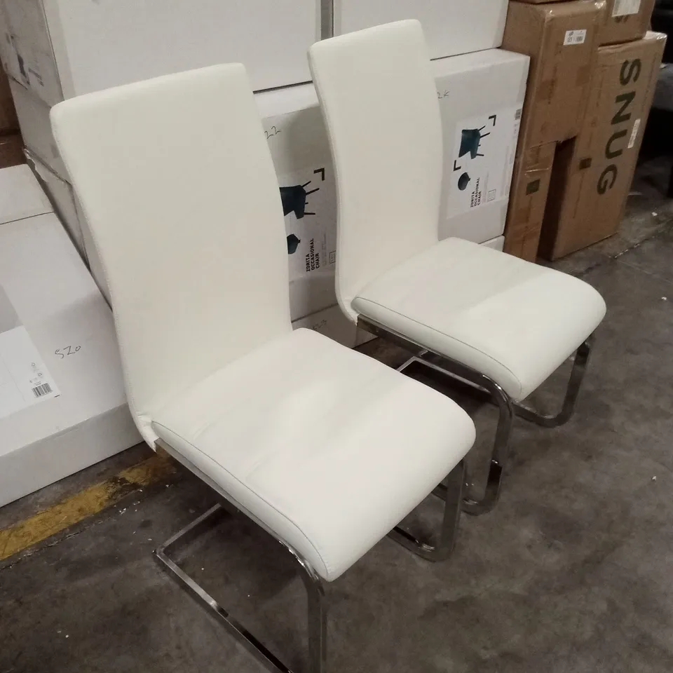 SET OF 2 DESIGNER FAUX LEATHER DINING CHAIRS 