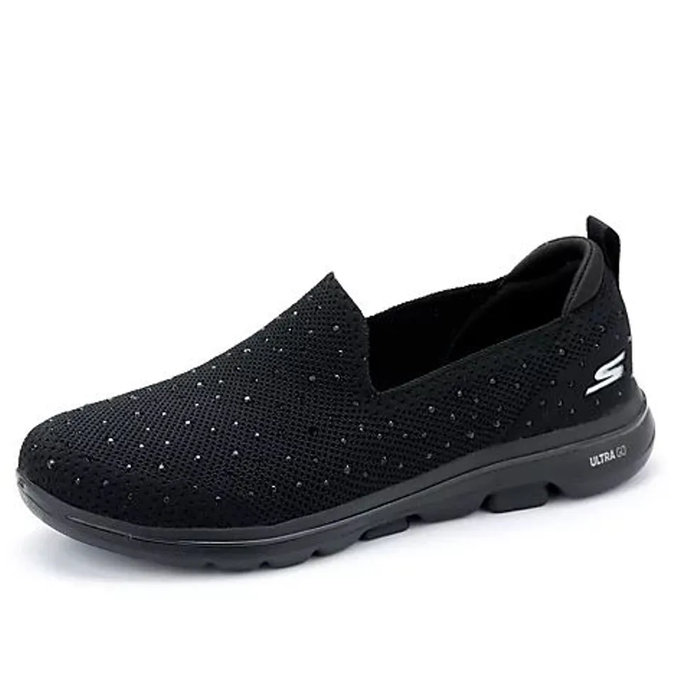 SKECHERS GO WALK LIMELIGHT PREMIUM FLAT KNIT SLIP ON TRAINER- BLACK SIZE 5.5