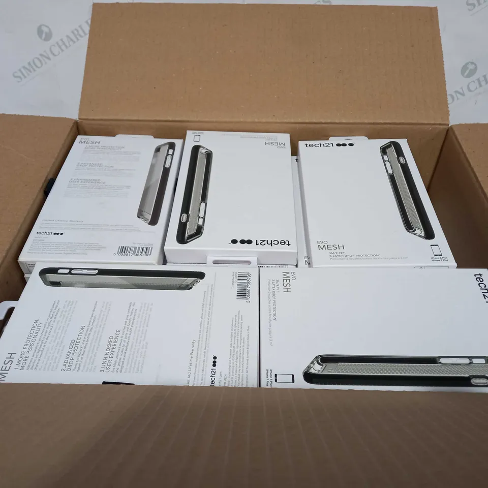 BOX OF 79 BRAND NEW TECH 21 EVO MESH 3M 3-LAYER DROP PROTECTION IPHONE 7/8 PLUS PHONE CASES