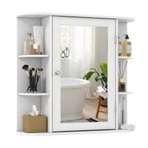 BOXED COSTWAY 3-TIER MIRRORED WALL MOUNTED BATHROOM CABINET - WHITE