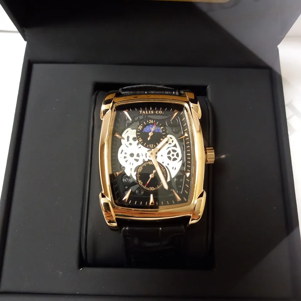 TALIS CO DATE DIAL BLACK CROC LEATHER STRAP WRISTWATCH RRP £550