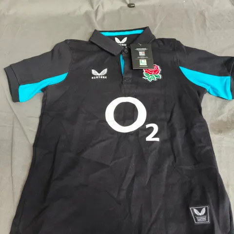 CASTORE ENGLAND RUGBY SHIRT – ALTERNATE CLASSIC SHORT SLEEVE, JUNIOR JL (BLACK/BLUE)