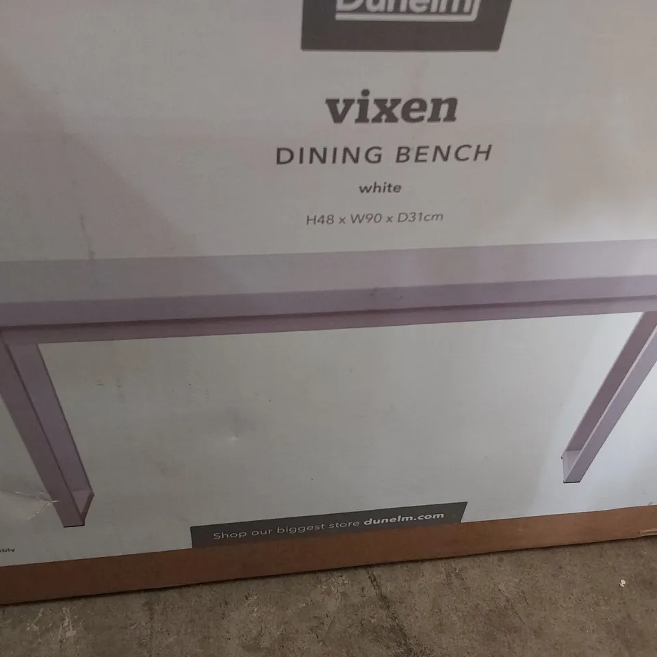 BOXED DESIGNER VIXEN DINING BENCH WHITE