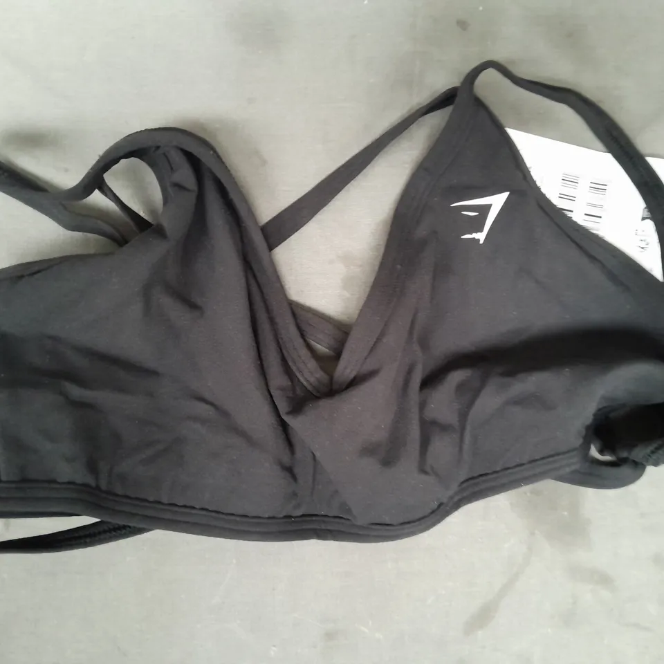 GYM SHARK BACK GAIN SPORTS BRA IN BLACK SIZE SMALL