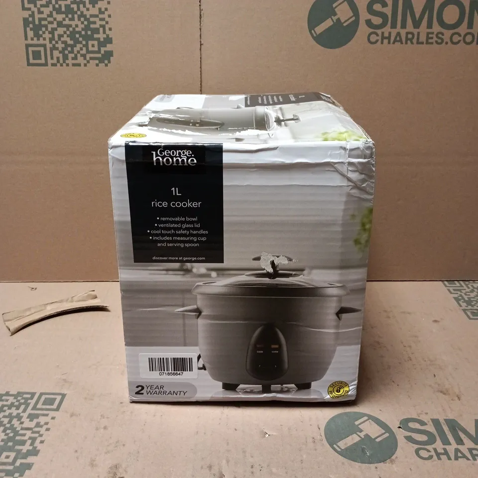 HOME 1L RICE COOKER - GREY WITH GLASS LID (BOXED)