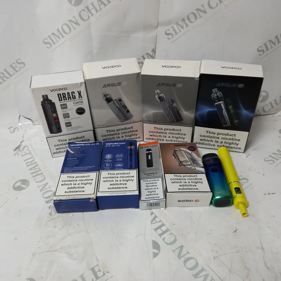 BOX OF APPROXIMATELY 10 ASSORTED E-CIG PRODUCTS TO INCLUDE ASPIRE, VOOPOO, GEEKVAPE