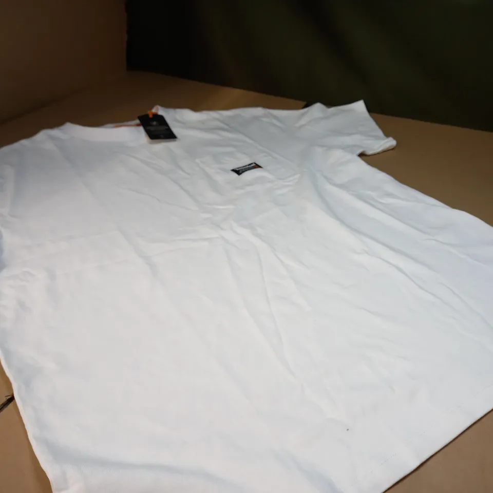 TIMBERLAND WHITE/LOGO CREW NECK T-SHIRT - LARGE