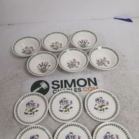 PORTMEIRION BOTANIC GARDEN BOWLS BY SUSAN WILLIAMS-ELLIS – ASSORTED SMALL CERAMIC BOWLS AND PLATES, MADE IN ENGLAND