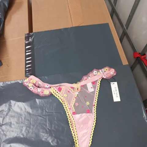 LOUNGE FLEUR BALCONY BRIEFS– PINK MESH WITH FLORAL EMBROIDERY, SIZE L 
