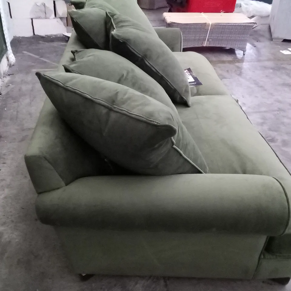QUALITY THE LOUNGE CO DESIGNER 3 SEATER SOFA - MOSS FABRIC 