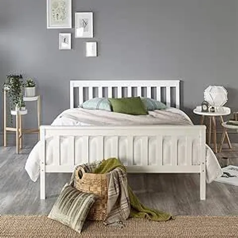 BOXED ASPIRE ATLANTIC 4'6" BED FRAME - WHITE // SIZE: DOUBLE (1 BOX)