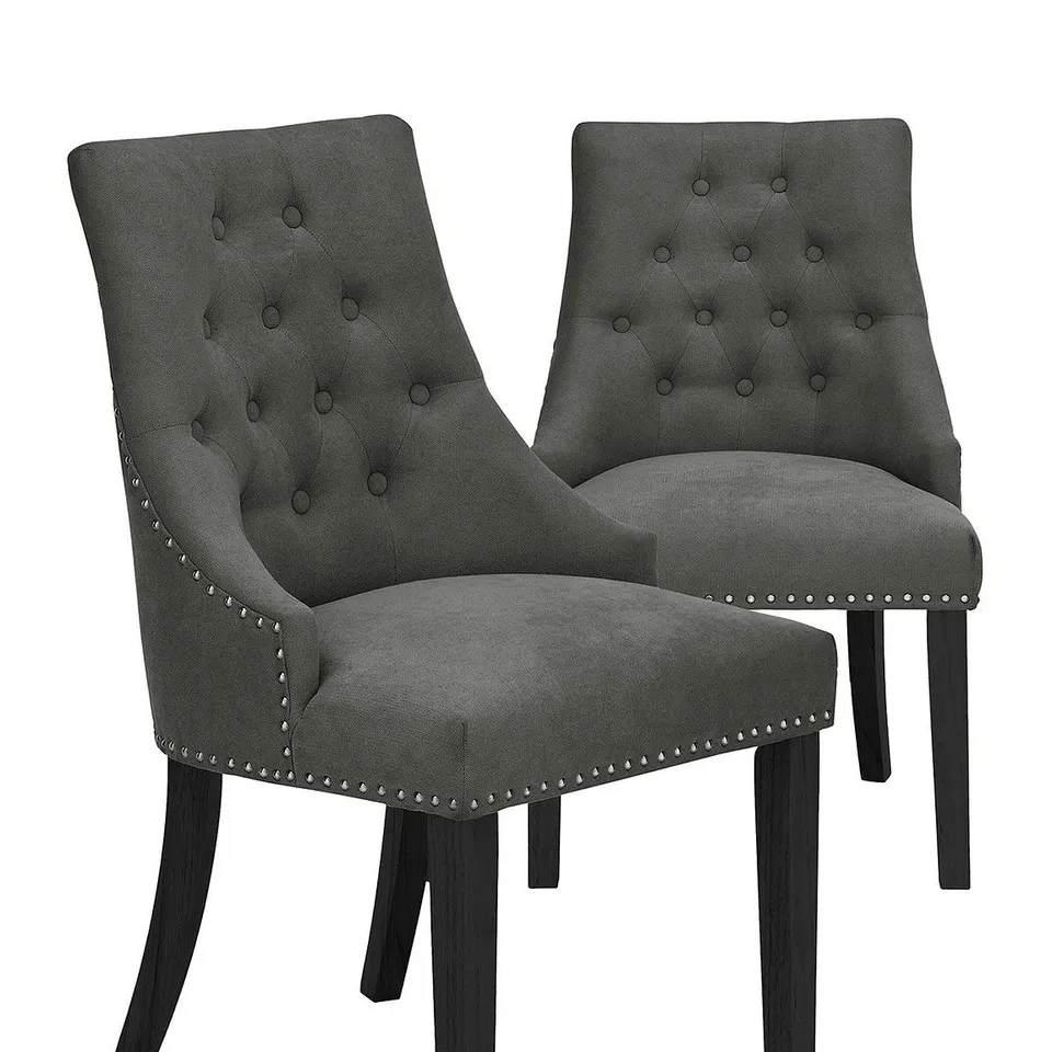 WARWICK PAIR OF FABRIC DINING CHAIRS - CHARCOAL/BLACK - COLLECTION ONLY  RRP £299