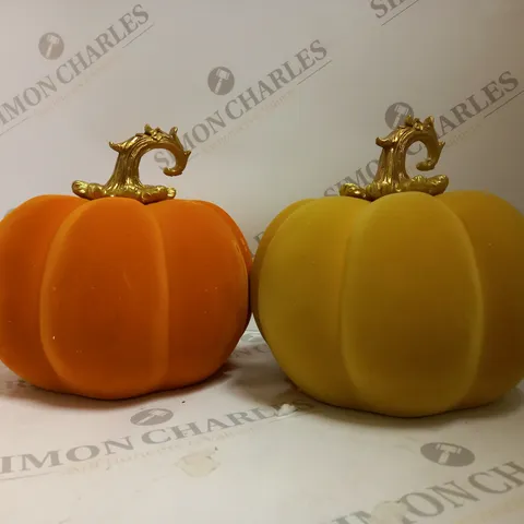 HOME REFLECTIONS SET OF 2 AUTUMN VELVET PUMPKINS