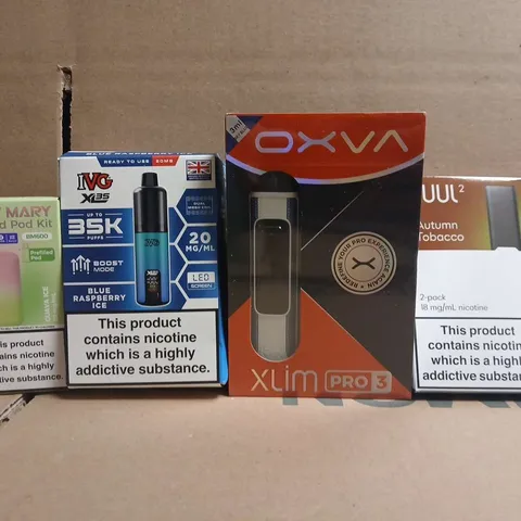 APPROXIAMTELY 20 ASSORTED VAPING PRODUCTS TO INCLUDE OXVA, LOST MARY, ETC - COLLECTION ONLY
