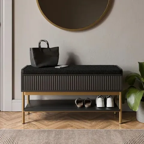 BOXED GEORGI STORAGE BENCH - BLACK (1 BOX)