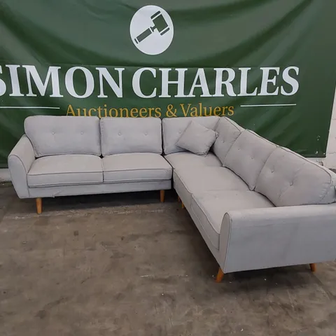 DESIGNER 3-PIECE CORNER SOFA UPHOLSTERED IN FABRIC WITH CUSHIONS 
