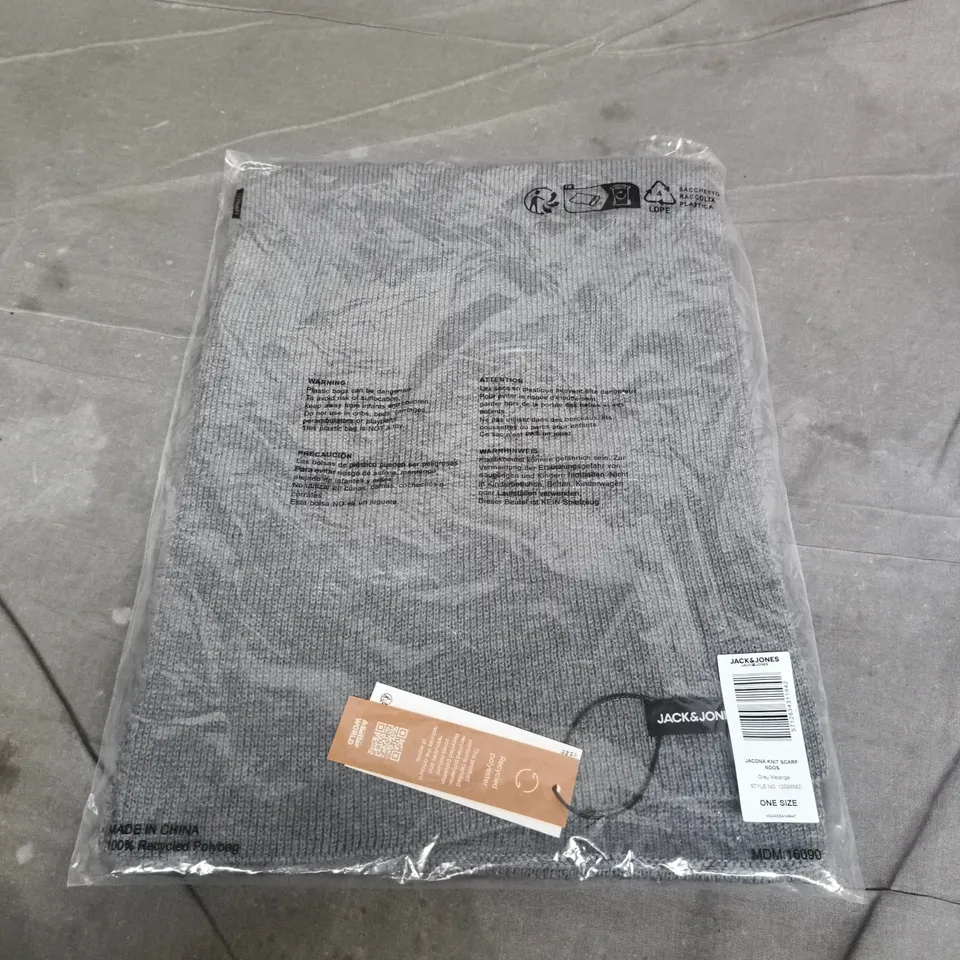 JACK & JONES KNIT SCARF – GREY MELANGE, ONE SIZE