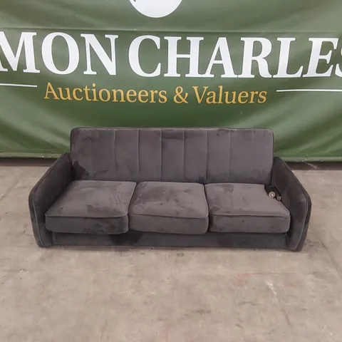 JENNIFER FABRIC COMPACT 3 SEATER SOFA - CHARCOAL VELVET