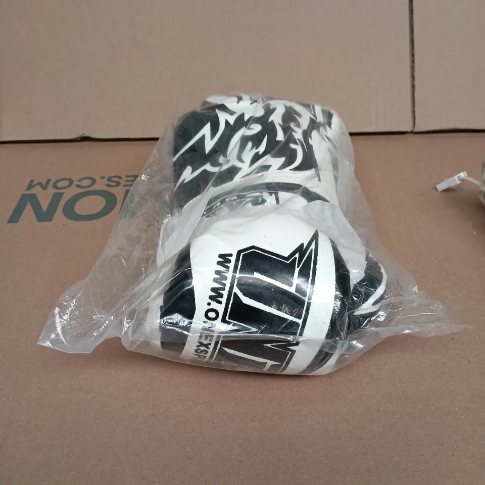 BOX OF APPROXIMATELY 20 ASSORTED GOODS INCLUDING LED FLOWER FAN LIGHT, AUDIOLINE PHONE AND BOXING GLOVES