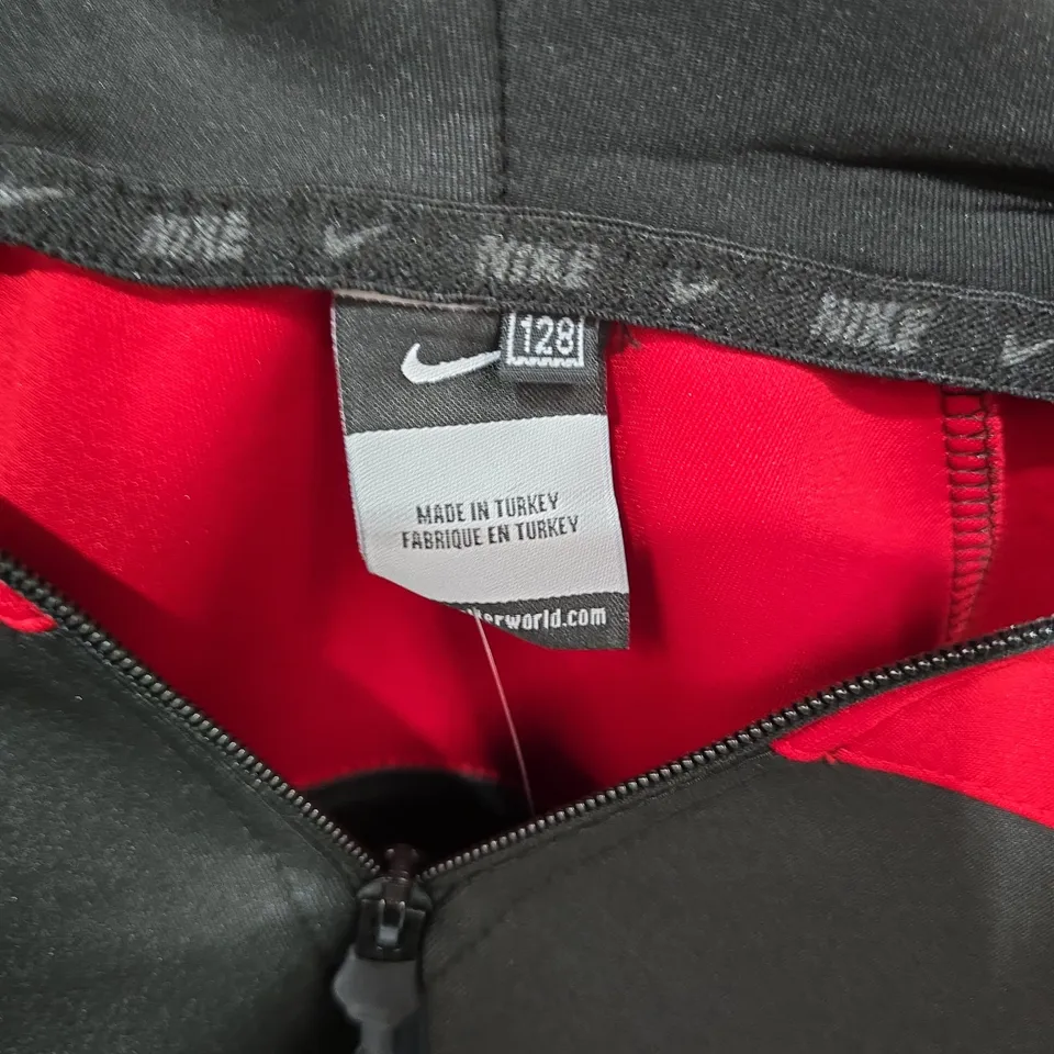 NIKE KIDS TRACKSUIT SET – BLACK/RED, JACKET & JOGGERS, UK 8-9 (128 CM)