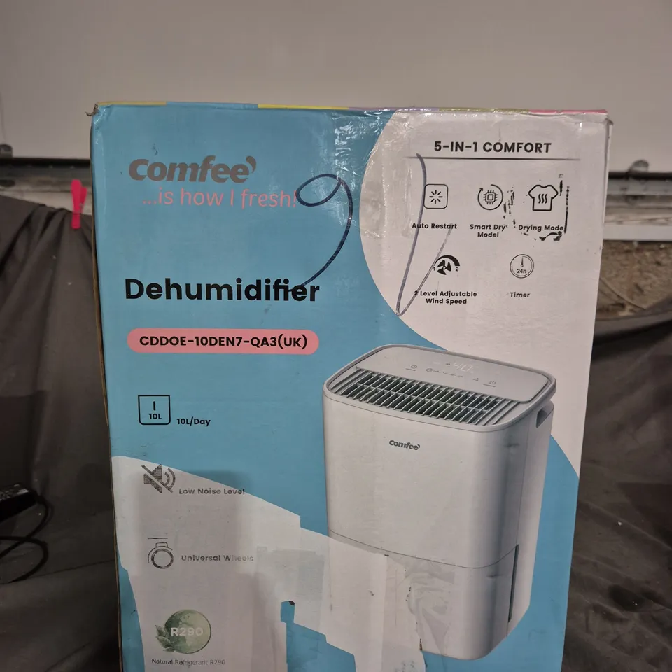 COMFEE DEHUMIDIFIER 10L/DAY – 5-IN-1 COMFORT, MODEL CDDOE-10DEN7-QA3 (UK) – BOXED