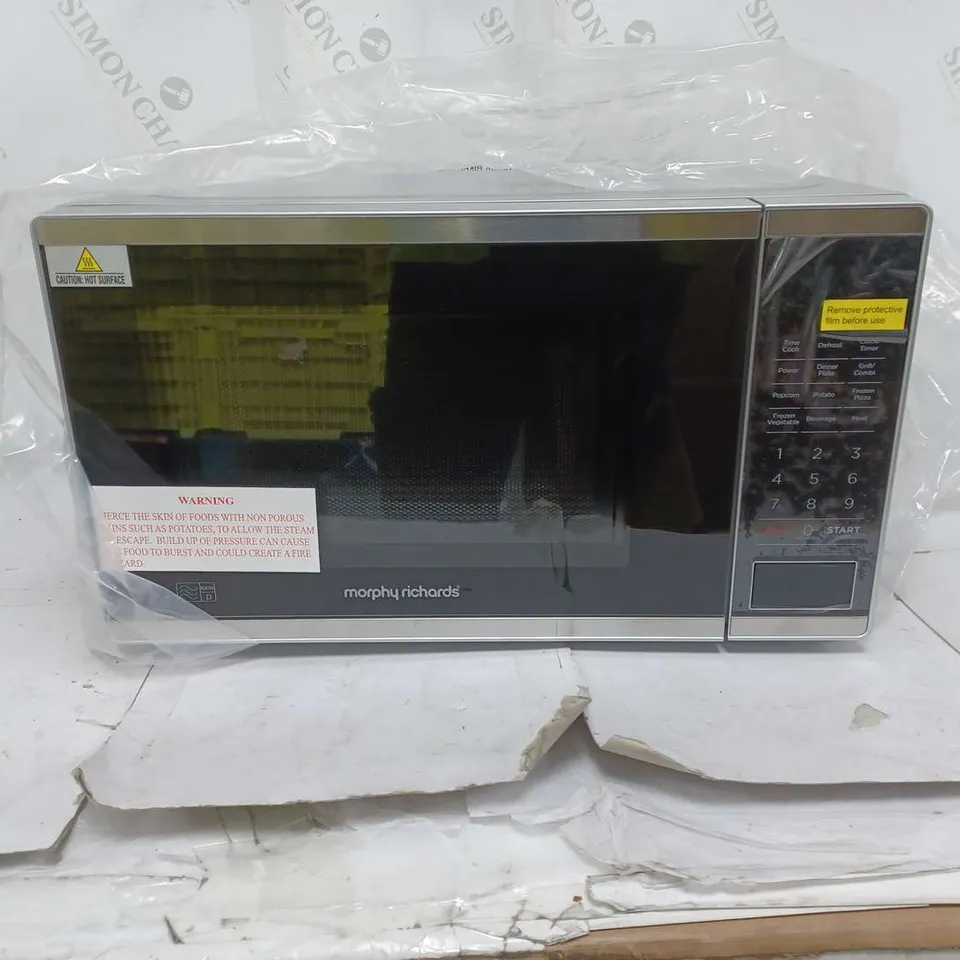 BOXED MORPHY RICHARDS 20L MICROWAVE WITH GRILL -SILVER 
