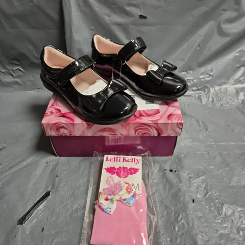 LELLI KELLY PERRIE BOW TRIM STRAP FASTENING SCHOOL SHOES - BLACK (30F) - 11.5 YOUNGER CHILD