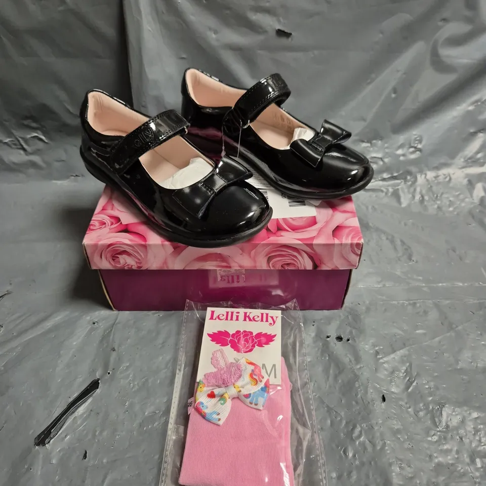 LELLI KELLY PERRIE BOW TRIM STRAP FASTENING SCHOOL SHOES - BLACK (30F) - 11.5 YOUNGER CHILD