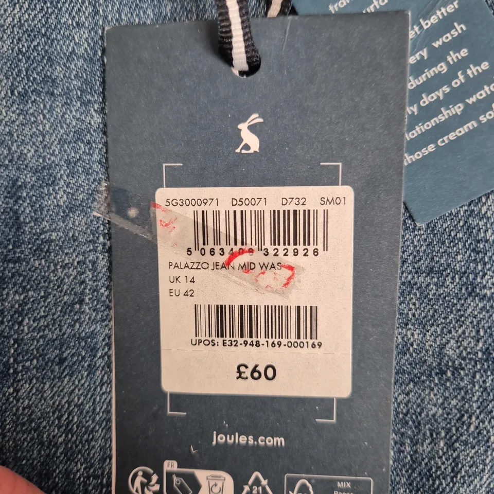 JOULES PALAZZO JEANS MID WASH – WOMEN'S DENIM, UK 14 