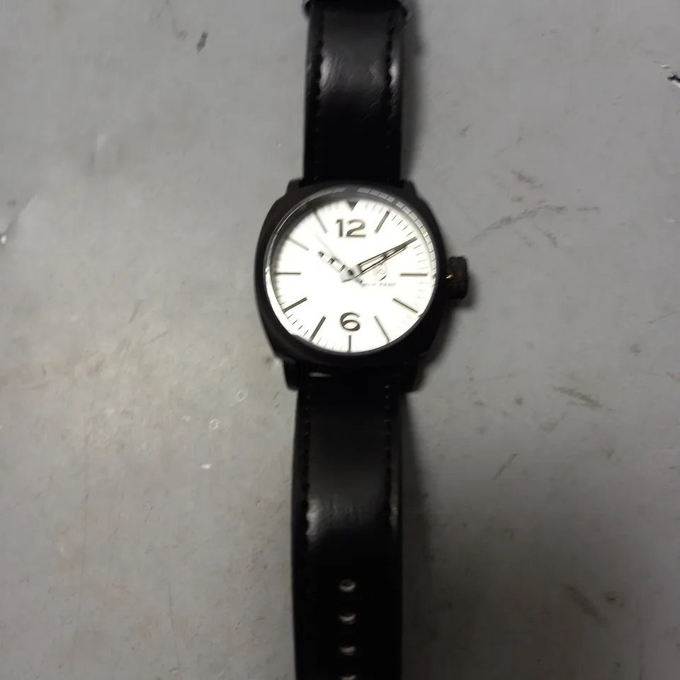 MENS FRANK SCHMIDT WATCH- BLACK LEATHER STRAP