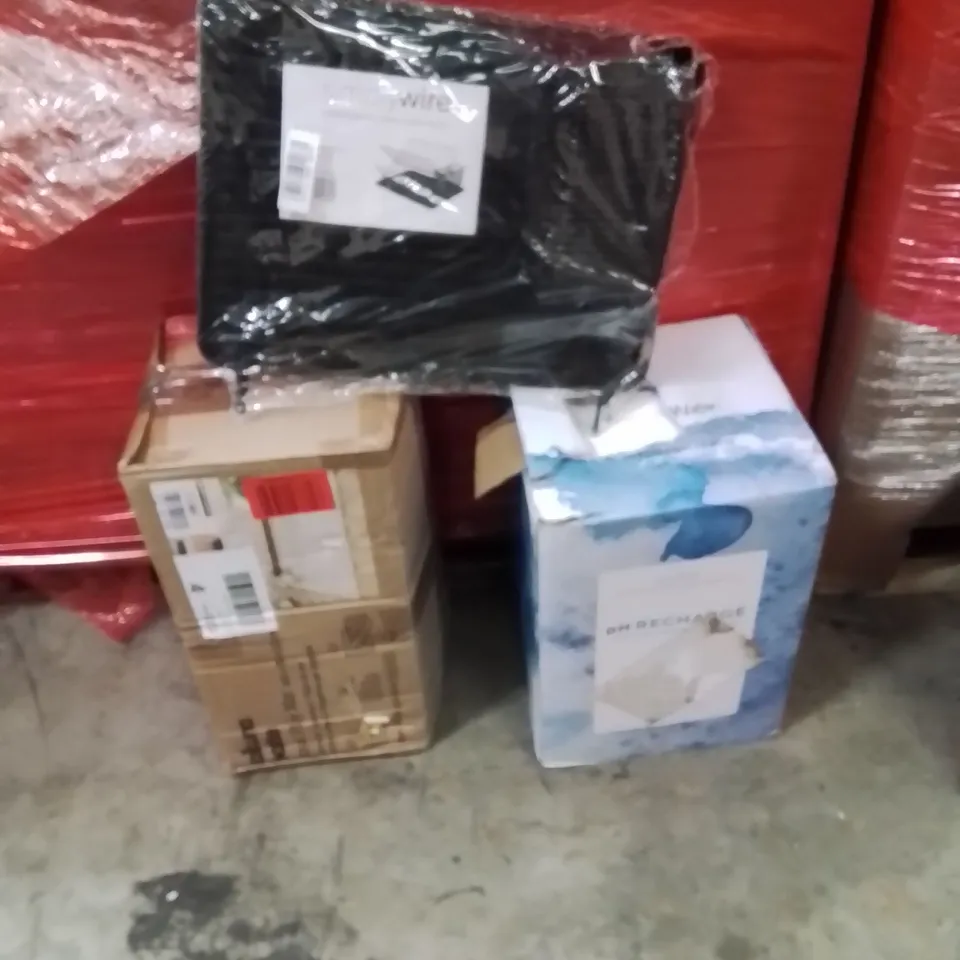 PALLET OF ASSORTED HOUSEHOLD GOODS AND PRODUCTS TO INCLUDE;WATER COUNTERTOP UNIT,FOLDING DISH RACK,PLAY MAT