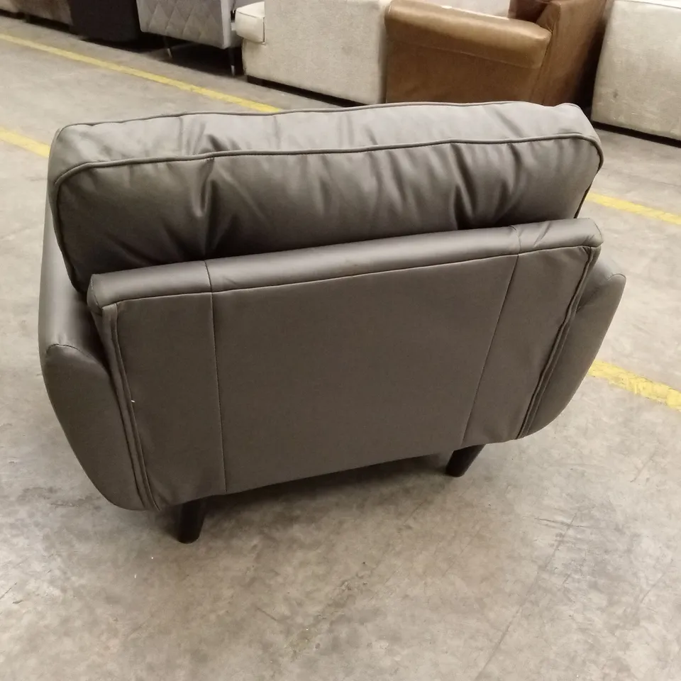 PAULO FAUX LEATHER STANDARD BACK ARMCHAIR - GREY RRP £449
