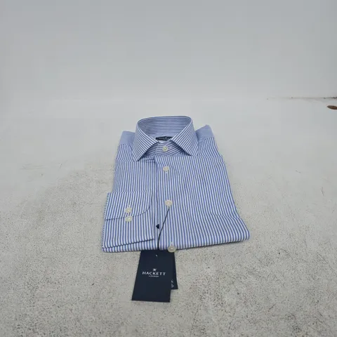 HACKET LONDON BLUE/WHITE STRIPE SHIT NECK 15.7