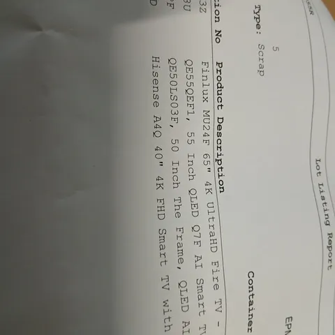 PALLET OF APPROXIMATELY FIVE ASSORTED DAMAGED TVS TO INCLUDE;