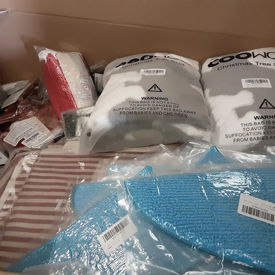 PALLET OF ASSORTED PRODUCTS INCLUDING RAINBOW FACE MASK, MOKO CHARGING DOCK CHARGER FOR PS5 CONTROLLER, SOUNDS LIKE NASHVILLE CD, A5 PAPER, CHRISTMAS TREE SKIRT, 200PC UPHOLSTERY TACKS   