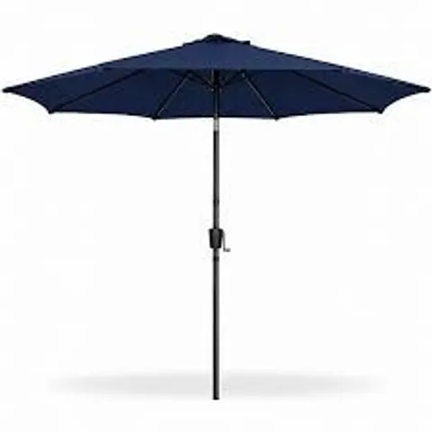 BOXED 3M GARDEN PARASOL SUN SHADE CANOPY PATIO LARGE OUTDOOR UMBRELLA CRANK TILT - NAVY BLUE