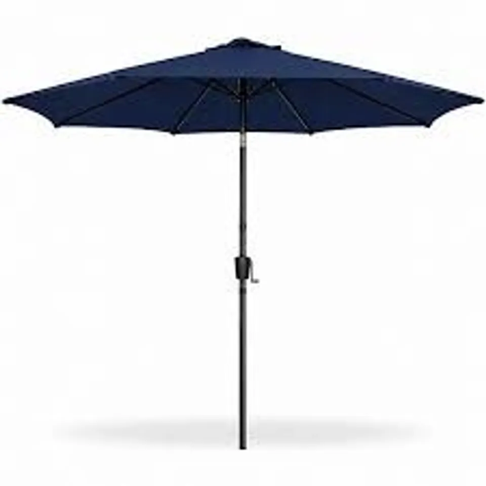 BOXED 3M GARDEN PARASOL SUN SHADE CANOPY PATIO LARGE OUTDOOR UMBRELLA CRANK TILT - NAVY BLUE