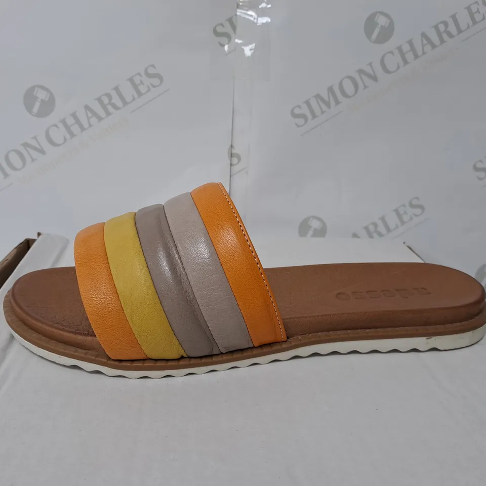 BOXED ADESSO MULTI COLOURED OPEN TOE SANDAL SIZE 8