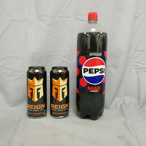 APPROXIMATELY 8 ASSORTED FOOD AND DRINK ITEMS TO INCLUDE REIGN, AND PEPSI